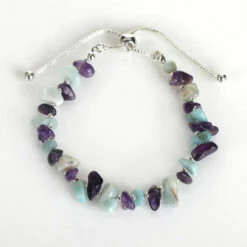 Equilibrium Silver Plated Gemstone Amazonite And Amethyst Friendship Bracelet