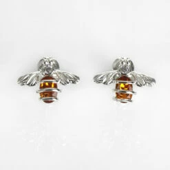 Equilibrium Silver Plated Honey Bee Coiled Stud Earrings