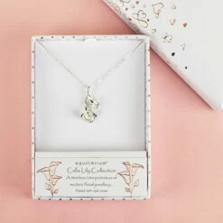 Equilibrium Silver Plated Looped Double Calla Lily Necklace -gifts shop 334481 equilibrium silver plated looped double calla lily necklace b