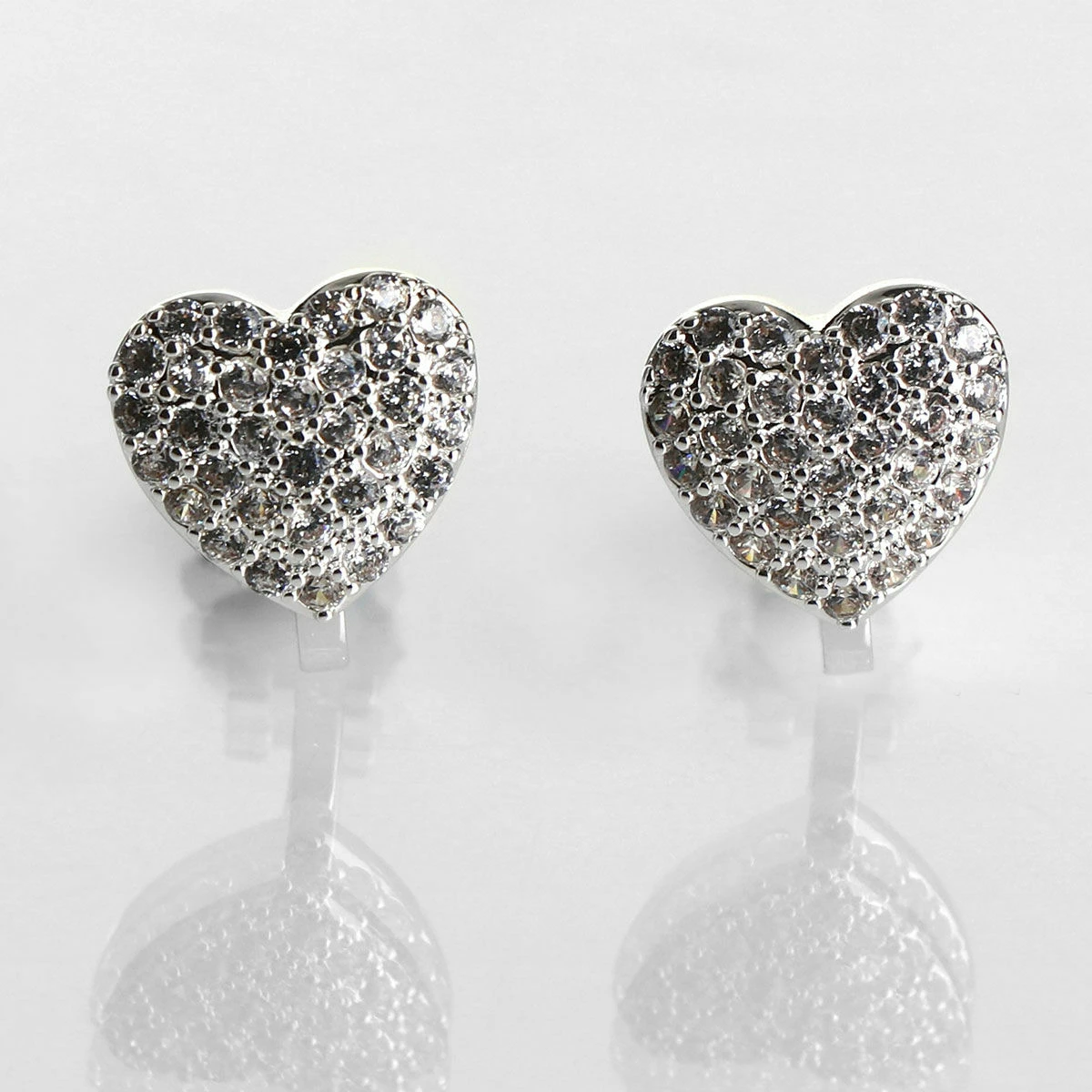Equilibrium Silver Plated Pave Heart Clip On Earrings 1 Equilibrium Silver Plated Pave Heart Clip On Earrings