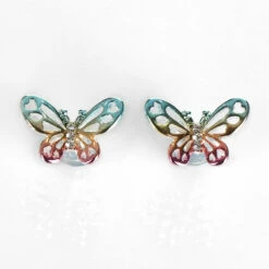 Equilibrium Girls Silver Plated Rainbow Butterfly Earrings