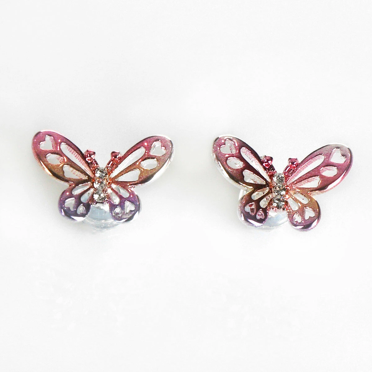 Equilibrium Girls Silver Plated Rainbow Butterfly Earrings 2 Equilibrium Girls Silver Plated Rainbow Butterfly Earrings - Image 2