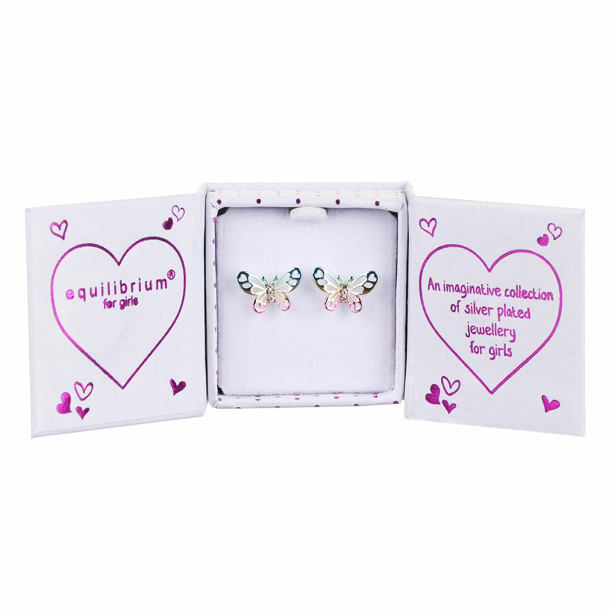 Equilibrium Girls Silver Plated Rainbow Butterfly Earrings 3 Equilibrium Girls Silver Plated Rainbow Butterfly Earrings - Image 3