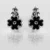 Equilibrium Silver Plated Mother Of Pearl Black Clover Earrings