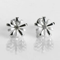 Equilibrium Silver Plated Daisy Ice Loops Earrings