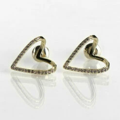 Equilibrium Gold Plated Te Amo 3D Heart Stud Earrings