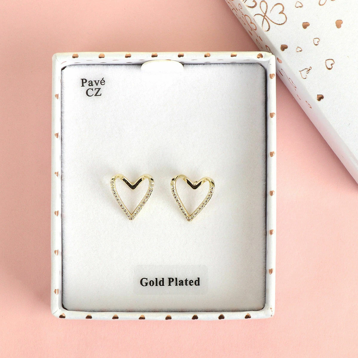 Equilibrium Gold Plated Te Amo 3D Heart Stud Earrings 2 Equilibrium Gold Plated Te Amo 3D Heart Stud Earrings - Image 2