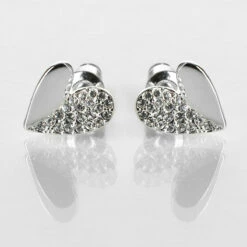 Equilibrium Silver Plated Te Amo Two Halves Heart Stud Earrings
