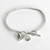 Equilibrium Silver Plated Te Amo Two Halves Heart T-Bar Bracelet
