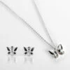Equilibrium Silver Plated Butterfly Necklace And Earrings Gift Set