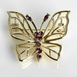 Equilibrium Gold-Plated Sparkle Filigree Butterfly Brooch