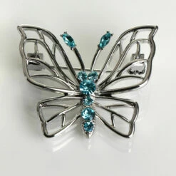 Equilibrium Silver-Plated Sparkle Filigree Butterfly Brooch