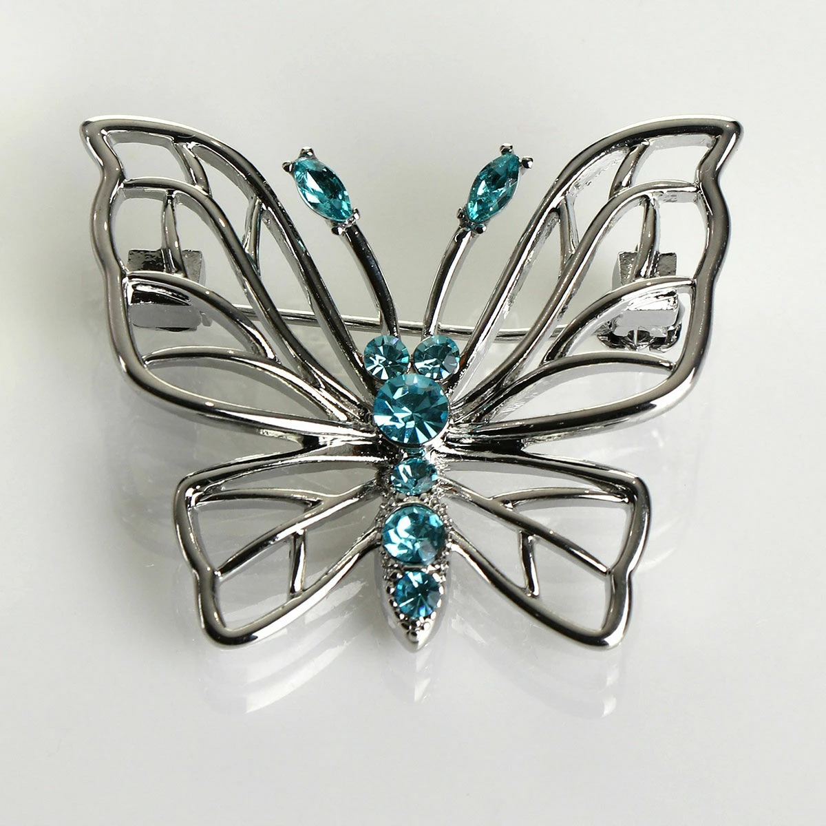Equilibrium Silver-Plated Sparkle Filigree Butterfly Brooch 1 Equilibrium Silver-Plated Sparkle Filigree Butterfly Brooch