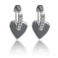 Equilibrium Silver Plated Chic Huggie Heart Earrings