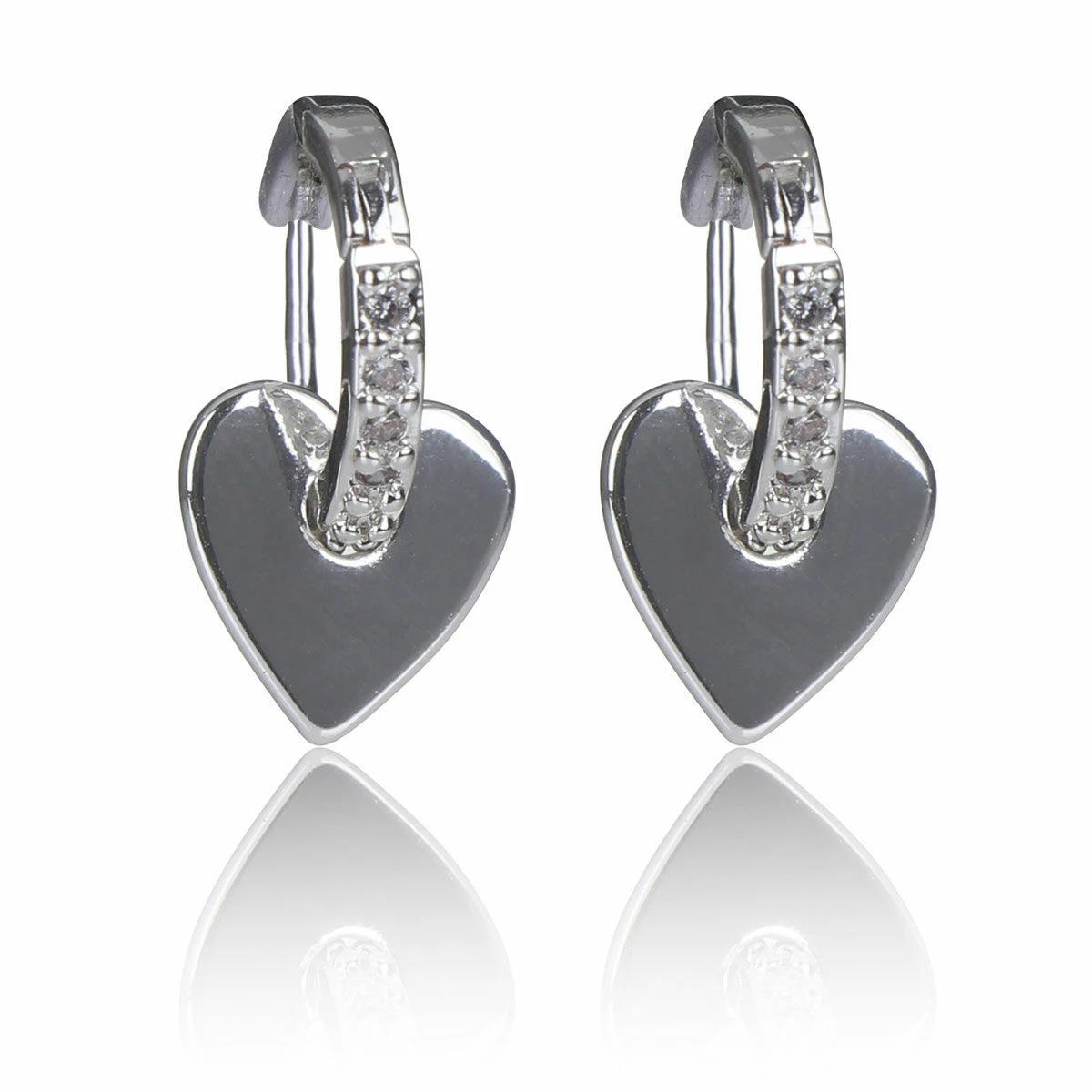 Equilibrium Silver Plated Chic Huggie Heart Earrings 1 Equilibrium Silver Plated Chic Huggie Heart Earrings