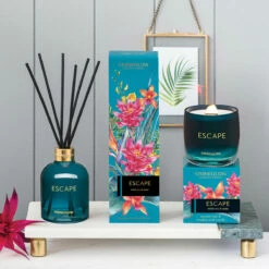 Stoneglow Infusion Escape White Tea & Mint Reed Diffuser Tumbler Candle -gifts shop 6845 stoneglow infusion escape reed diffuser lifestyle