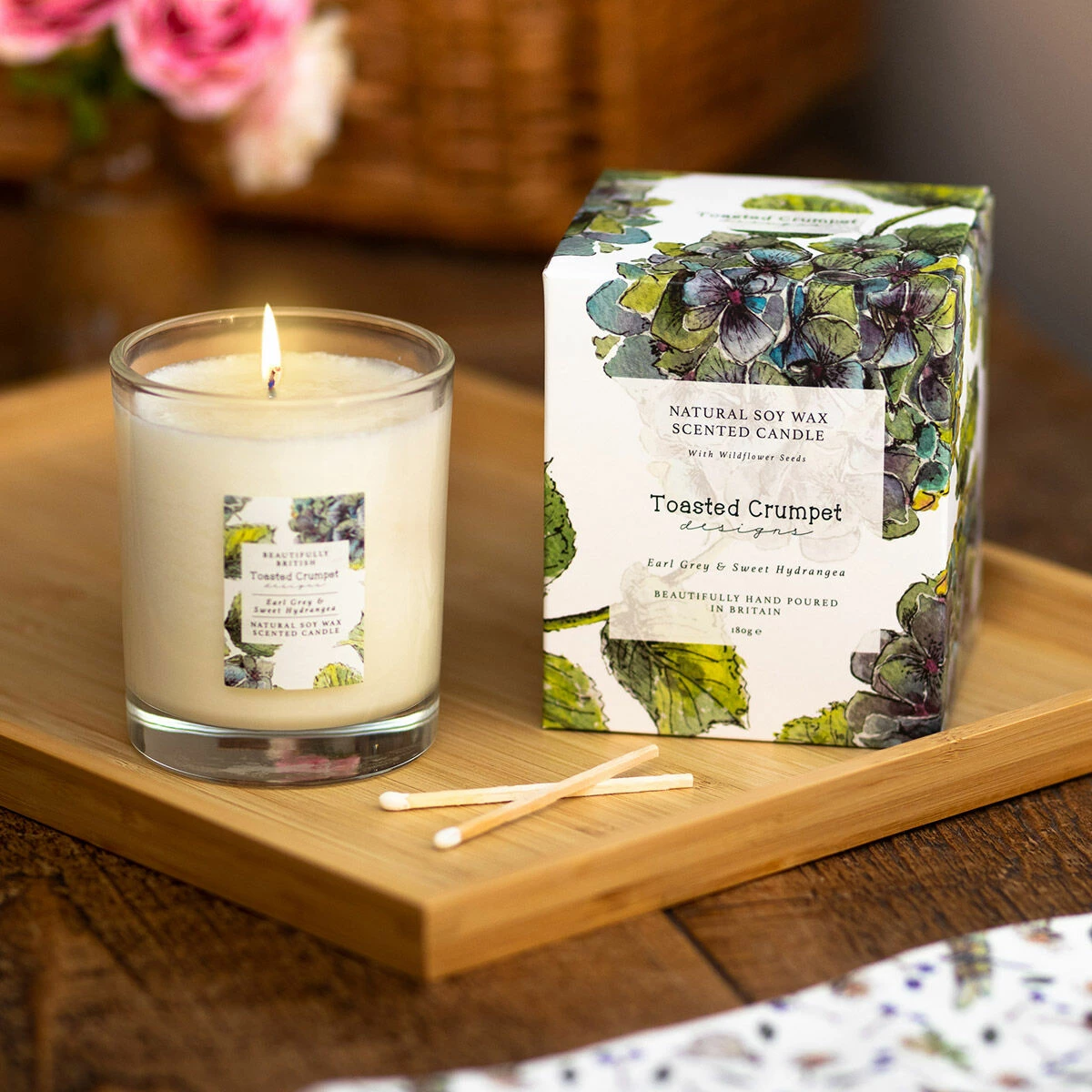 Toasted Crumpet ‘Earl Grey & Sweet Hydrangea’ Glass Jar Candle 2 Toasted Crumpet ‘Earl Grey & Sweet Hydrangea’ Glass Jar Candle - Image 2