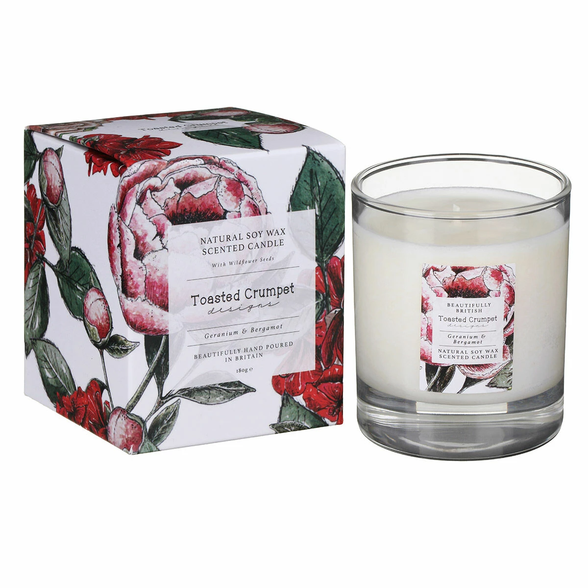 Toasted Crumpet ‘Geranium & Bergamot’ Glass Jar Candle 1 Toasted Crumpet ‘Geranium & Bergamot’ Glass Jar Candle