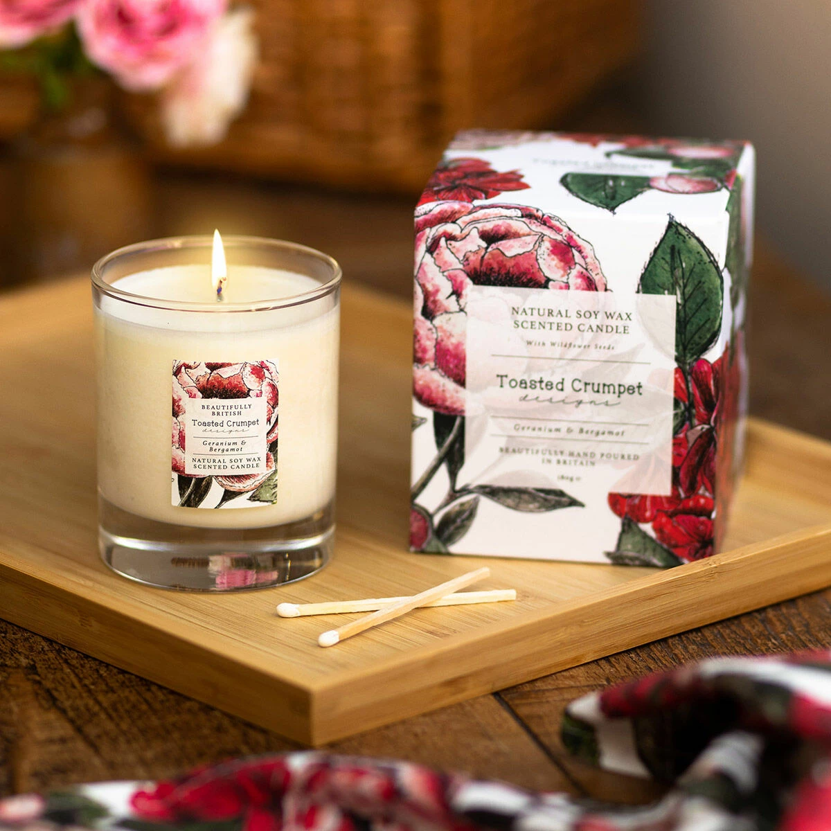 Toasted Crumpet ‘Geranium & Bergamot’ Glass Jar Candle 2 Toasted Crumpet ‘Geranium & Bergamot’ Glass Jar Candle - Image 2