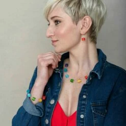 Carrie Elspeth Frosted Rainbow Necklace -gifts shop carrie elspeth 1647 rainbow frosted model2 v2 2