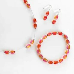 Carrie Elspeth Orange/Pink Peardrops Necklace -gifts shop carrie elspeth 1702 orange pink peardrops group b s