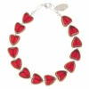 Carrie Elspeth Red Gold Edged Hearts Bracelet