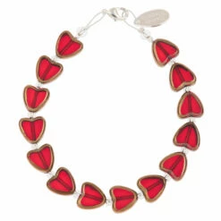 Carrie Elspeth Red Gold Edged Hearts Bracelet