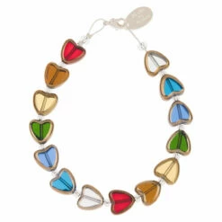 Carrie Elspeth Multi Gold Edged Hearts Bracelet