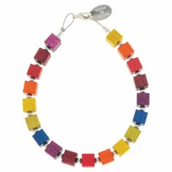 Carrie Elspeth Rainbow Wooden Cubes Bracelet