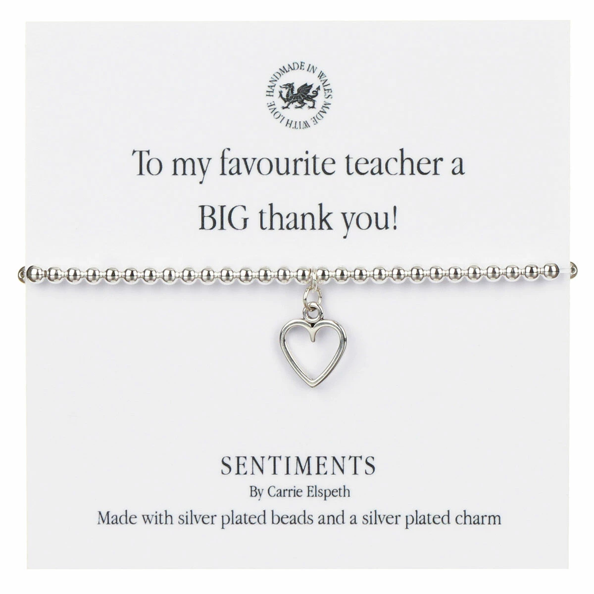 Carrie Elspeth ‘To My Favourite Teacher BIG Thank You’ Sentiment Bracelet 1 Carrie Elspeth ‘To My Favourite Teacher BIG Thank You’ Sentiment Bracelet