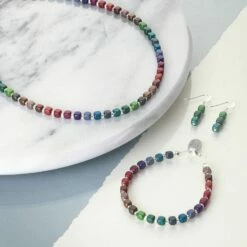 Carrie Elspeth Greens Satin Cubes Earrings -gifts shop carrie elspeth eh1614d rainbow satins cube range lifestyle 1 2 3 2