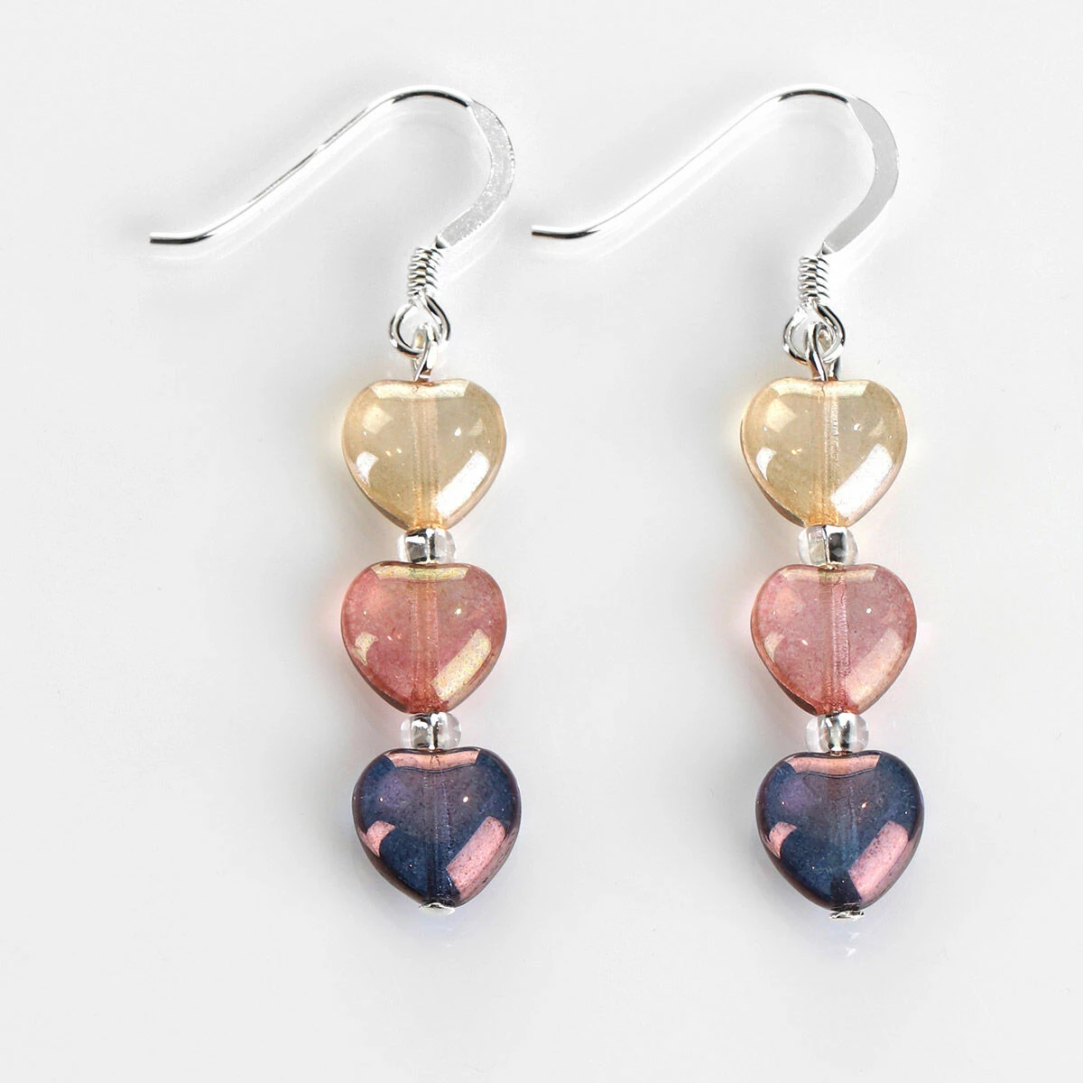 Carrie Elspeth Pink & Purple Lustre Hearts Earrings 2 Carrie Elspeth Pink & Purple Lustre Hearts Earrings - Image 2