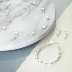 Carrie Elspeth Ivory Pearl & Crystal Bridal Necklace -gifts shop carrie elspeth ivory pearl crystal bridal range lifestyle 1 2 3 1