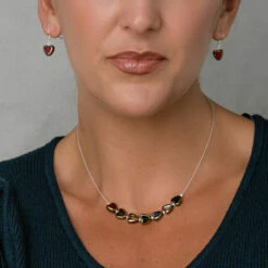 Carrie Elspeth Multi Gold Edged Hearts Necklace -gifts shop carrie elspeth lifestyle n1683 eh1682 golden hearts necklace earrings 1 2