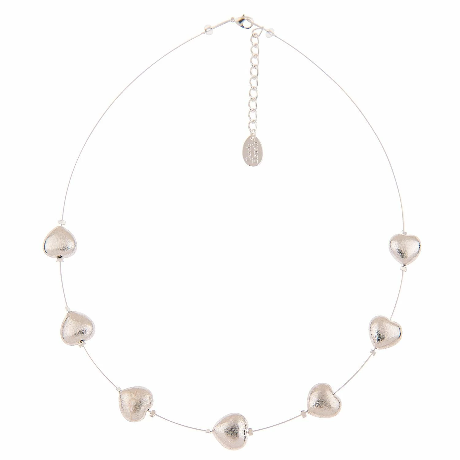 Carrie Elspeth Brushed Silver Hearts Necklace 4 Carrie Elspeth Brushed Silver Hearts Necklace - Image 4