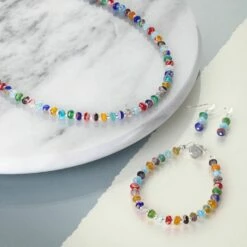 Carrie Elspeth Spring Blues Millefiori Earrings -gifts shop carrie elspeth n1616 eh1616b spring millefiore range lifestyle 1 2 3 2