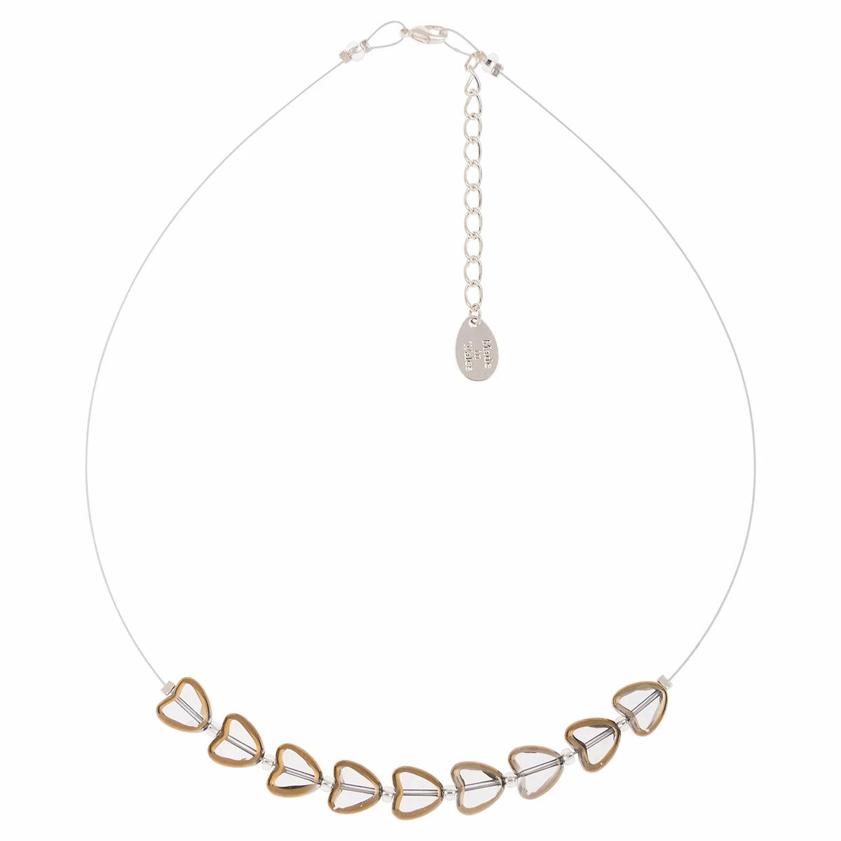 Carrie Elspeth Clear Gold Edged Hearts Necklace 2 Carrie Elspeth Clear Gold Edged Hearts Necklace - Image 2