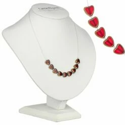 Carrie Elspeth Red Gold Edged Hearts Necklace