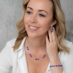 Carrie Elspeth Blue/Pink Peardrops Earrings -gifts shop carrie elspeth n1701 blue pink peardrops necklace model 1