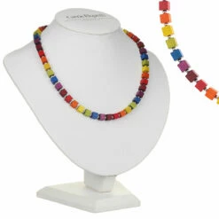 Carrie Elspeth Rainbow Wooden Cubes Full Necklace