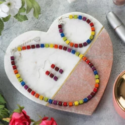 Carrie Elspeth Rainbow Wooden Cubes Full Necklace 7 Carrie Elspeth Rainbow Wooden Cubes Full Necklace -gifts shop carrie elspeth n1746 rainbow wooden cubes red lifestyle 1