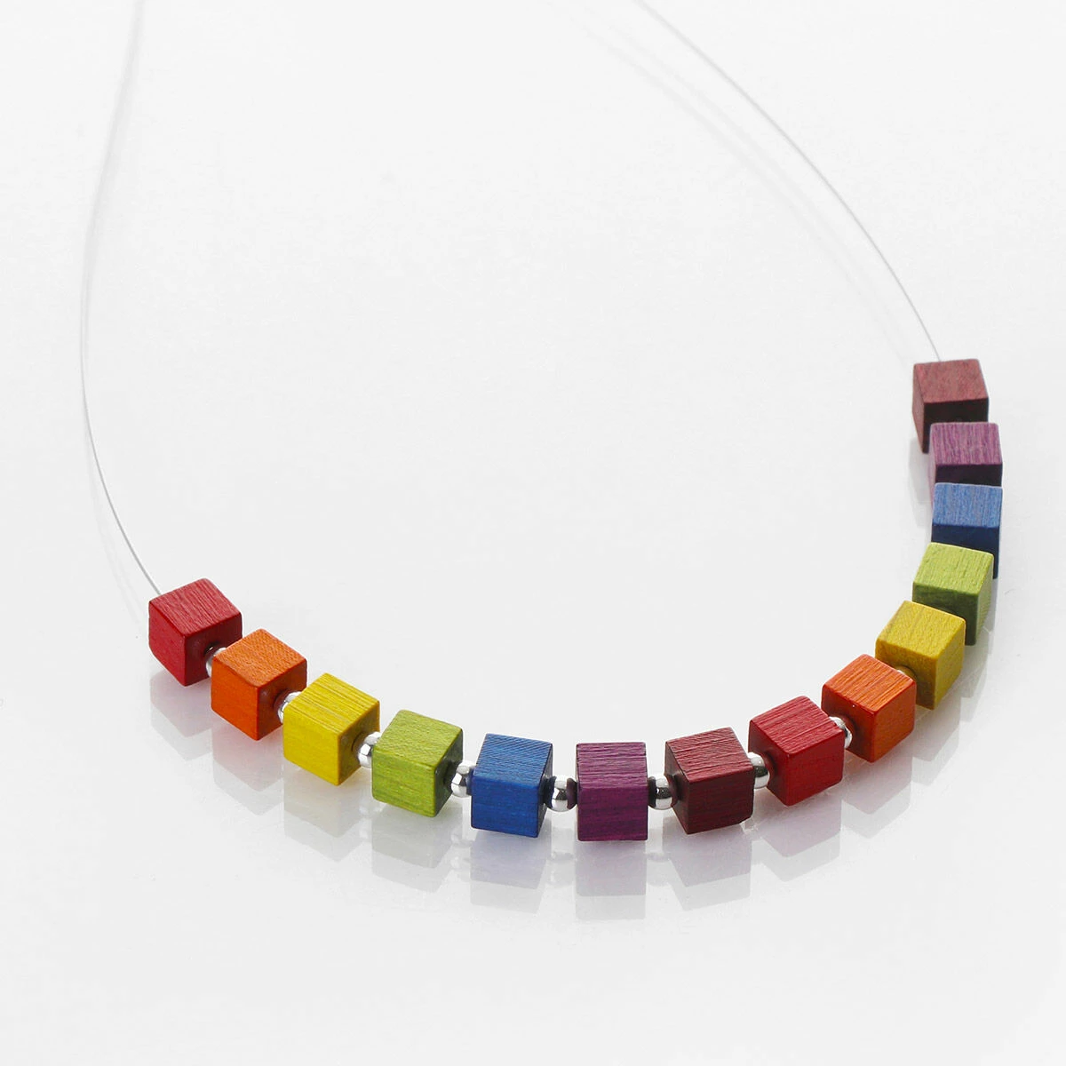Carrie Elspeth Rainbow Wooden Cubes Links Necklace 3 Carrie Elspeth Rainbow Wooden Cubes Links Necklace - Image 3