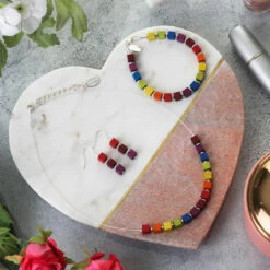 Carrie Elspeth Sunset Wooden Cubes Earrings -gifts shop carrie elspeth n1747 rainbow wooden cubes links red lifestyle 1 1