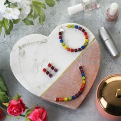 Carrie Elspeth Rainbow Wooden Cubes Bracelet -gifts shop carrie elspeth n1747 rainbow wooden cubes links red lifestyle 2 1