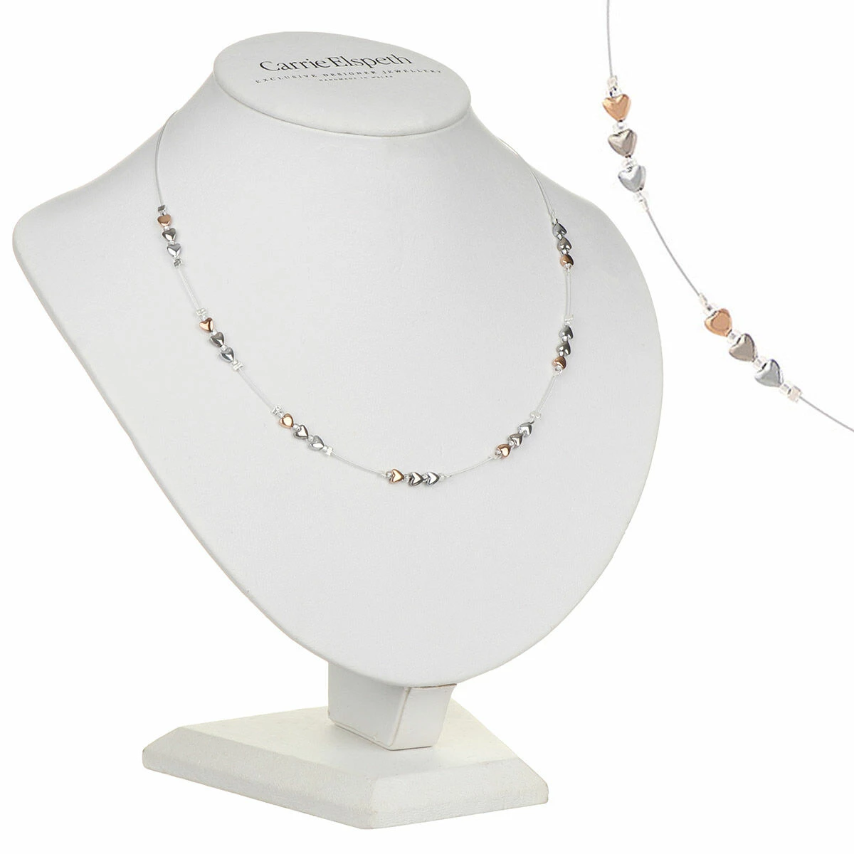 Carrie Elspeth Cariad Hearts Spaced Necklace 1 Carrie Elspeth Cariad Hearts Spaced Necklace