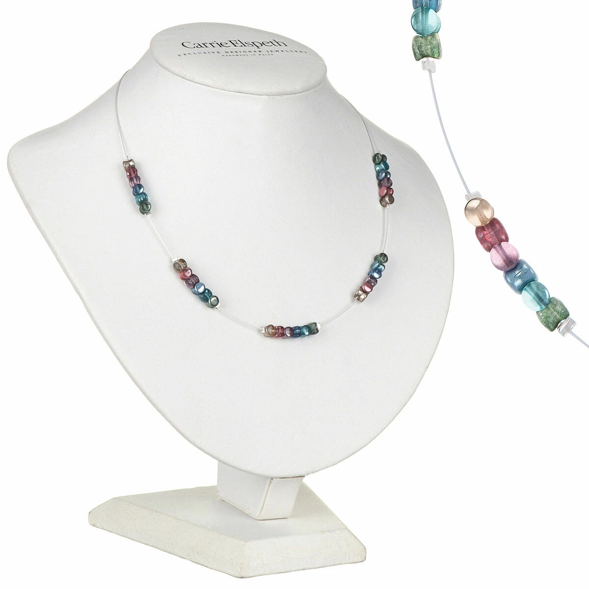 Carrie Elspeth Rainbow Shimmer Drums Spaced Necklace 1 Carrie Elspeth Rainbow Shimmer Drums Spaced Necklace