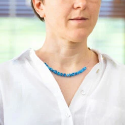 Carrie Elspeth Sky Blue Millefiori Cubes Links Necklace -gifts shop carrie elspeth n1825 necklace lifestyle 1 1