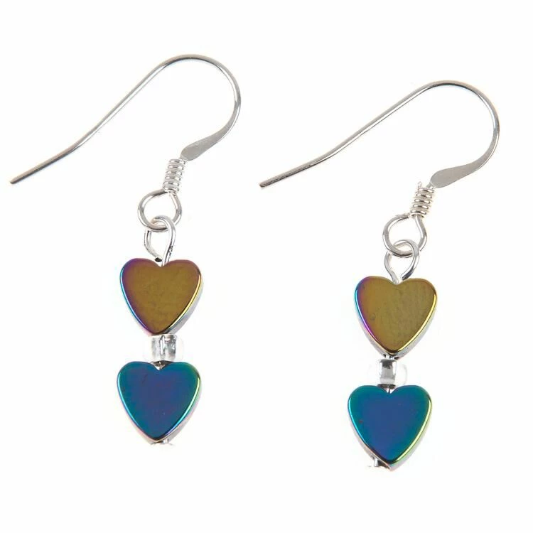 Carrie Elspeth Rainbow Hearts Hematite Earrings 1 Carrie Elspeth Rainbow Hearts Hematite Earrings