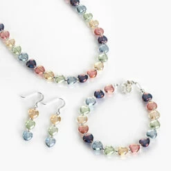 Carrie Elspeth Rainbow Lustre Hearts Full Necklace -gifts shop carrie elspeth set 1802b 2