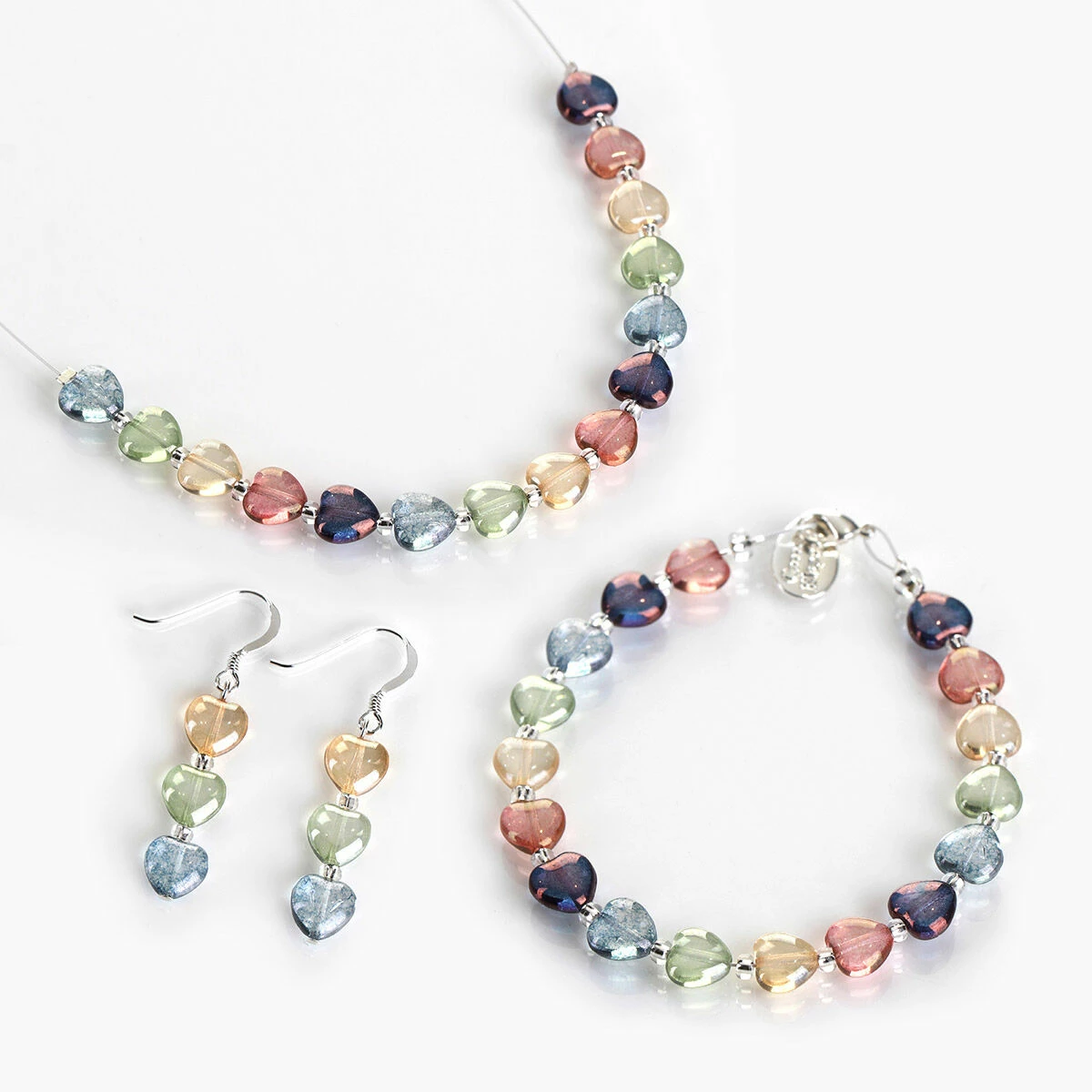 Carrie Elspeth Blue & Green Lustre Hearts Earrings 3 Carrie Elspeth Blue & Green Lustre Hearts Earrings - Image 3